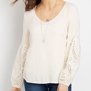 Maurices Ivory Eyelet Long Sleeve size‎ M NWT bohemian romantic
